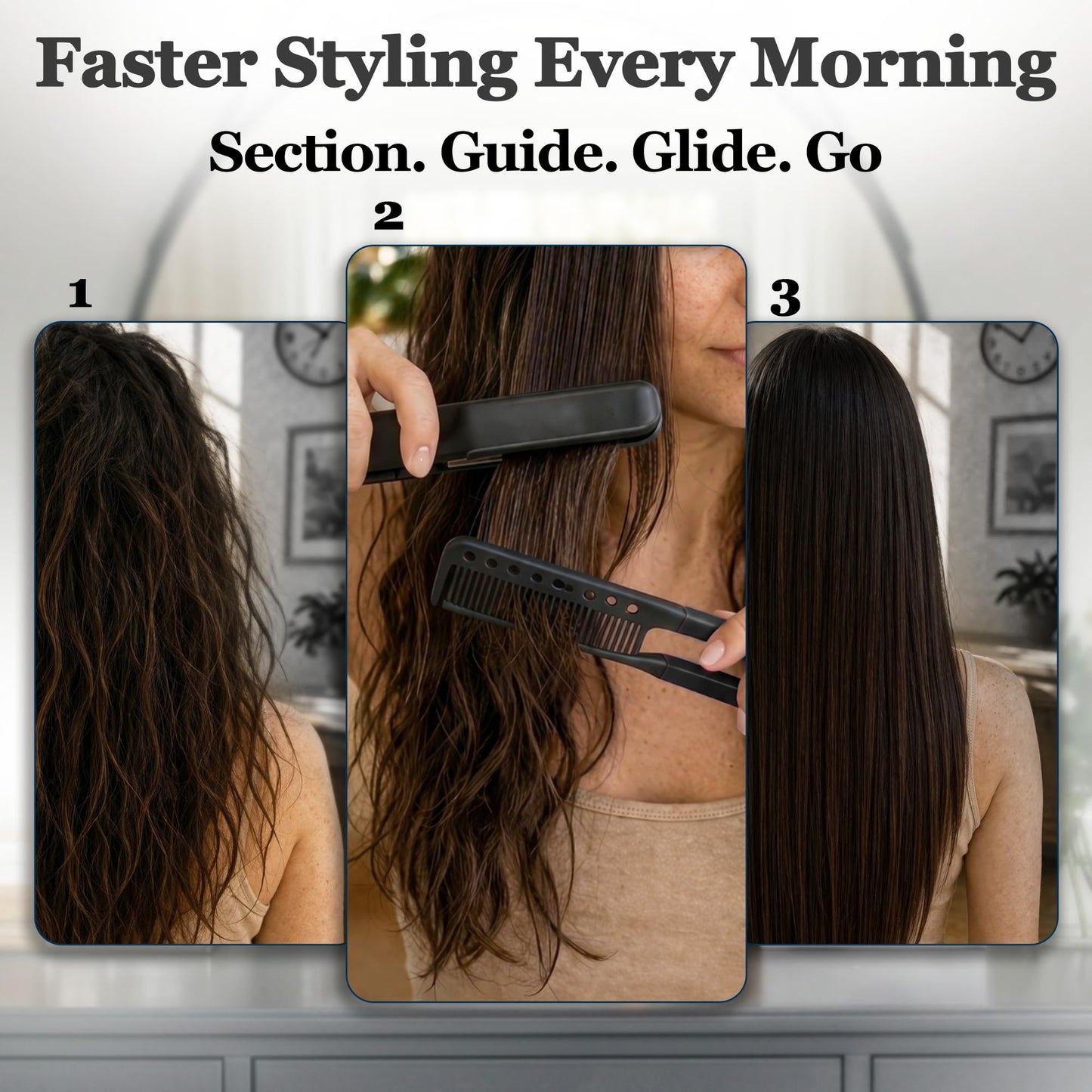 Herstyler Straightening Comb For Hair - Flat Iron Comb - Hair Straightener Comb With Firm Grip - Styling Comb - Chasing Comb - Heat Resistant Comb