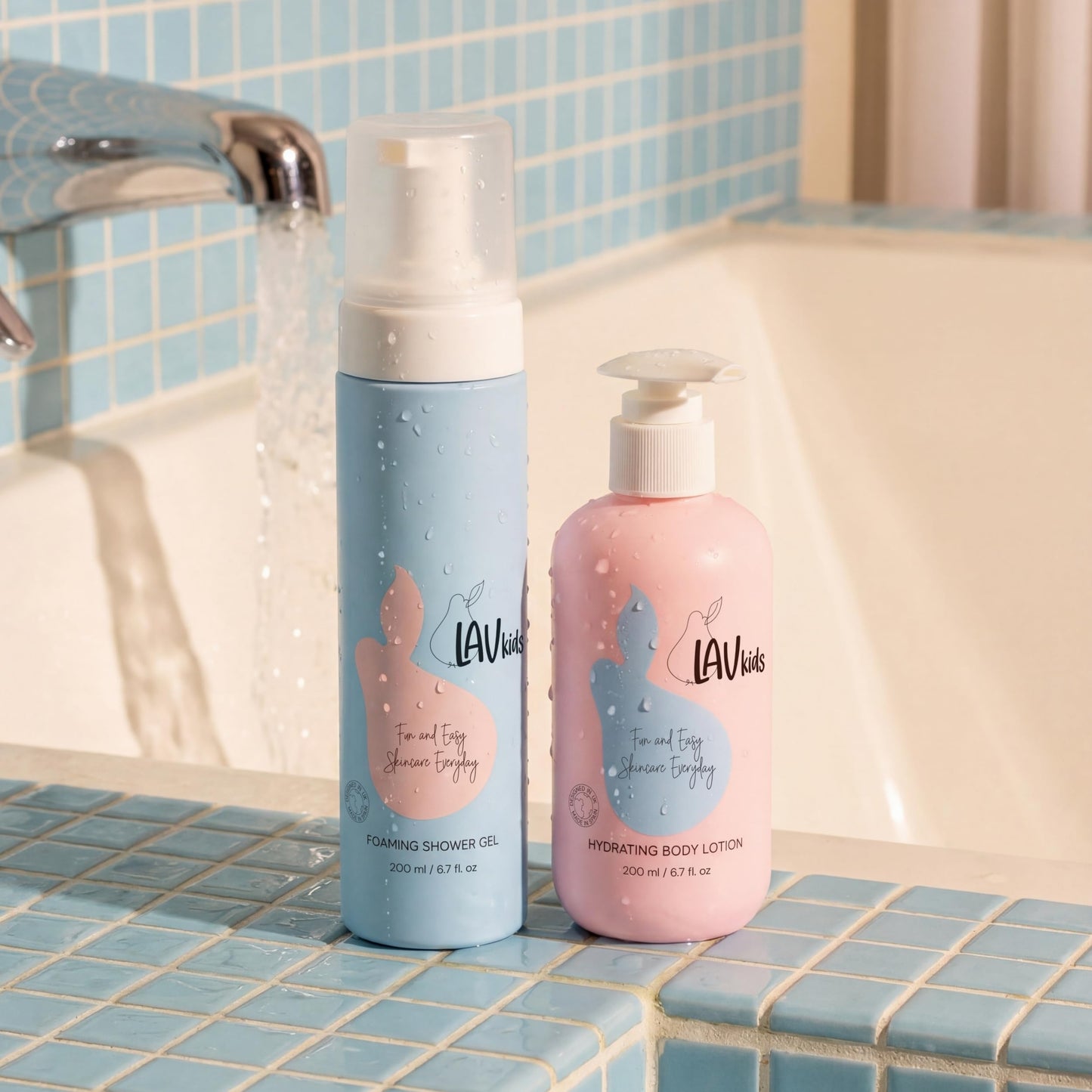 LAV KIDS Body Care Set, Foaming Body Wash and Delicate Body Lotion, Natural Pear and Chamomile, 150ml