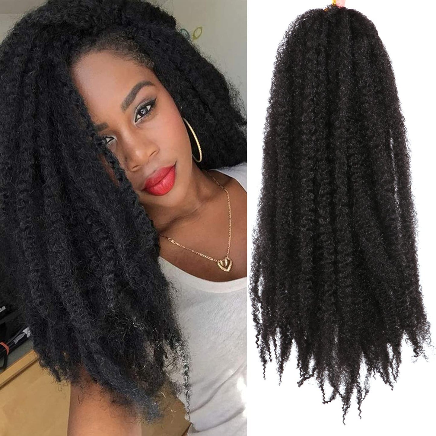 Marley Twist Braiding Hair-18 Inch 180Roots/unfold Soft Soft Marley Twist Hair For Twists 6 Packs Lightweight Cuabn Twist Hair For Black Women (18 Inch 6 Packs, 1B#)