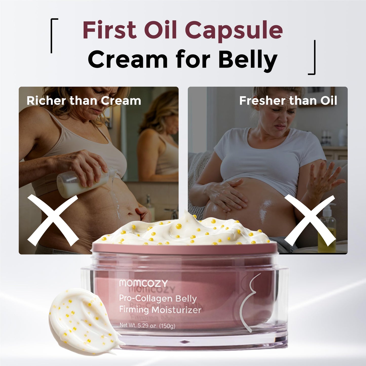 Momcozy Oil Capsule Cream for Stretch Marks, Sample Duo, EWG Verified, Clinically Tested, Non-Greasy, Safe for Pregnancy & Sensitive Skin, 0.36 oz (2 x 5g Sachets)