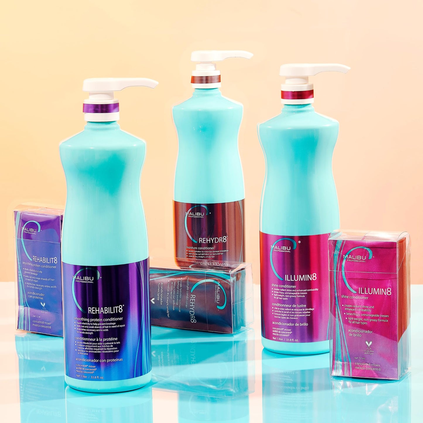Malibu C REHABILIT8 Smoothing Protein Conditioner - Replenishes Hair Protein & Amino Acids to Prevent Breakage - Hydrating Conditioner for Damaged Hair