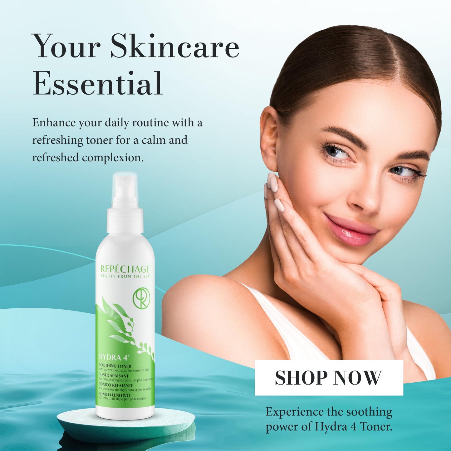 Repechage Hydra 4 Soothing Toner for Sensitive Skin – Hydrating Witch Hazel Toner with Seaweed Extracts & Lactic Acid – Alcohol-Free, Paraben-Free Refreshing Face Mist for Men & Women, 6 fl oz