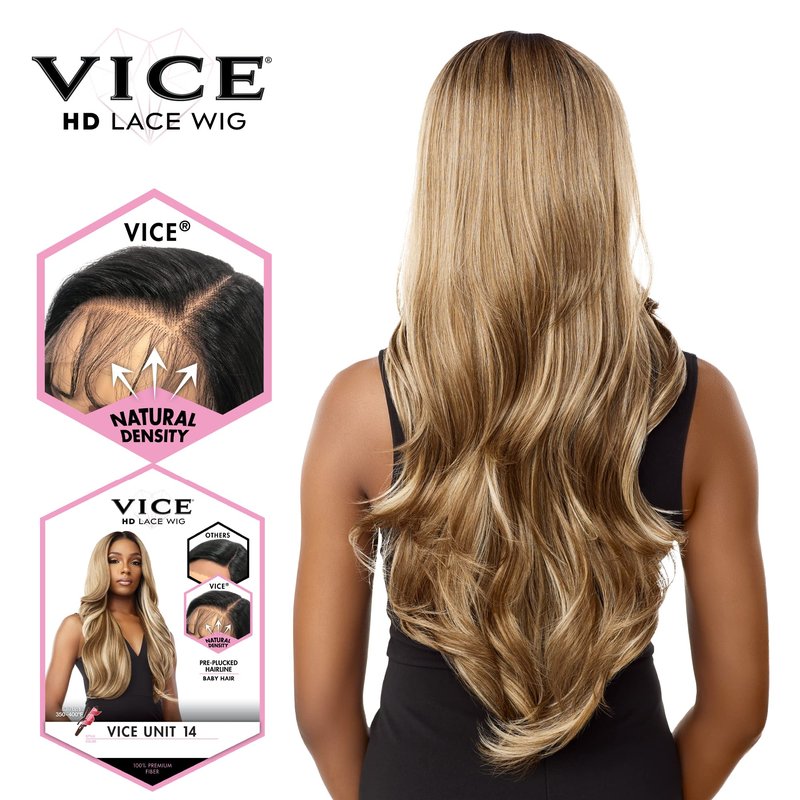 Sensationnel Vice Lace Front Wigs - Unit 14 5 Inch Deep Part Synthetic Preplucked Hairline (1B OFFBLACK)