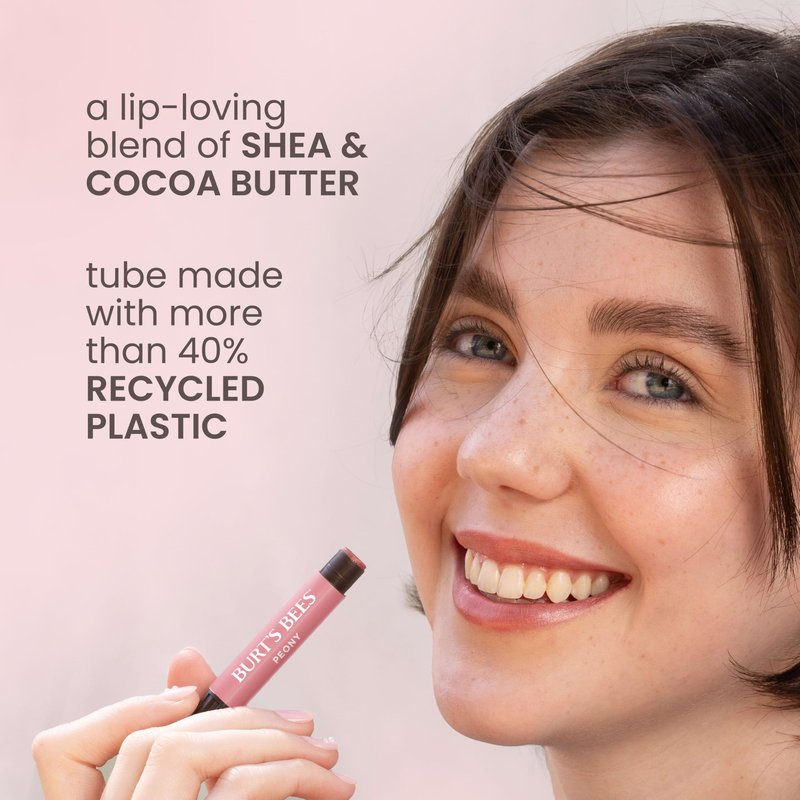 Burt's Bees Shimmer Lip Tint Stocking Stuffers Set, Tinted Lip Balm Stick, Moisturizing for All Day Hydration with Natural Glowy Pigmented Finish & Buildable Color, Rhubarb (1-Pack)