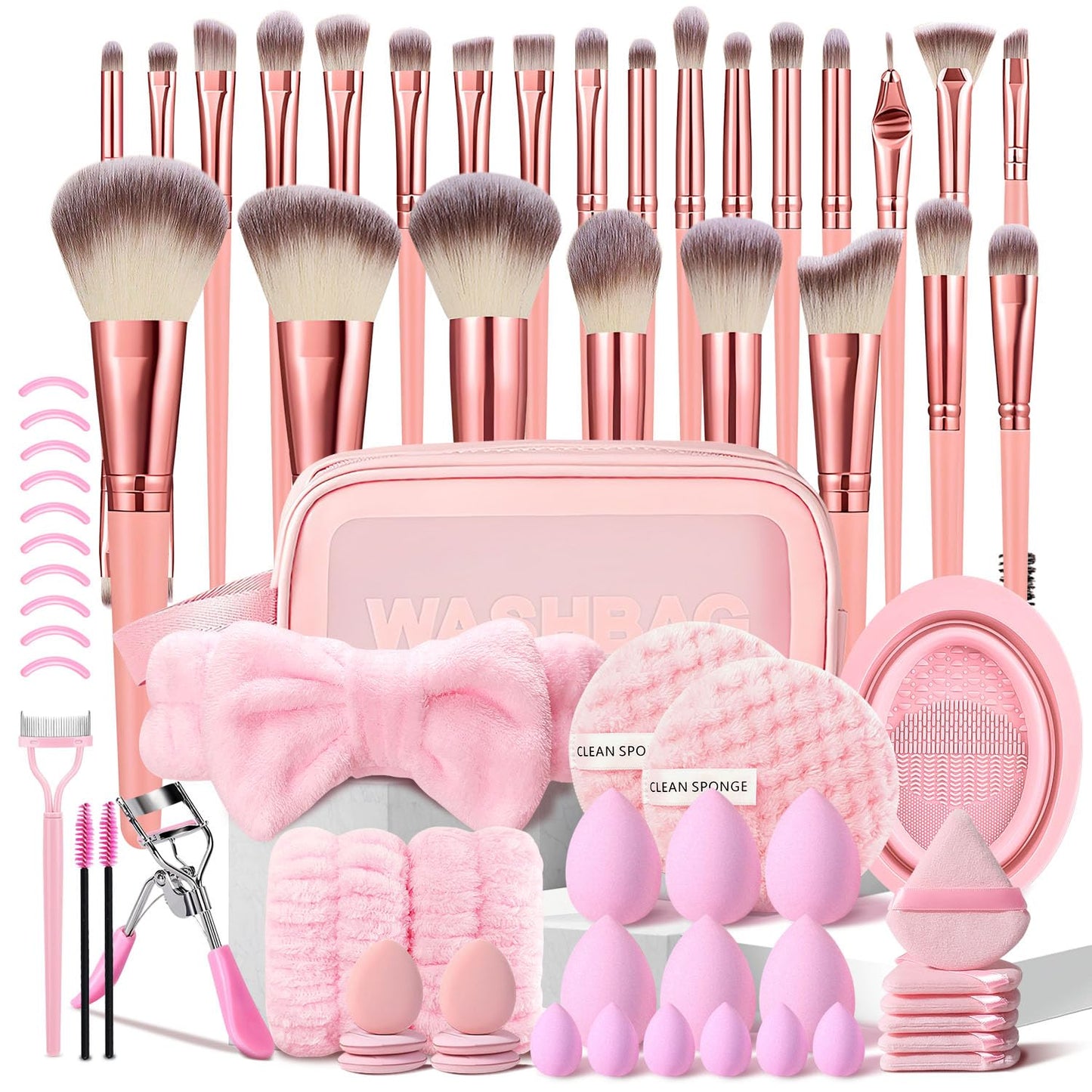 Professional 70-Piece Pink Makeup Brush Set | Multi-Functional Tools with Case for Face & Eye Makeup