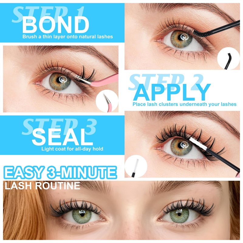 MilyBest Manga Lash Clusters Kit Spiky Anime Cluster Eyelash Extensions 150Pcs CC Curl Wispy Lash Extension Kit 10-16mm DIY Cosplay Doll Individual Lashes Clusters Natural Look