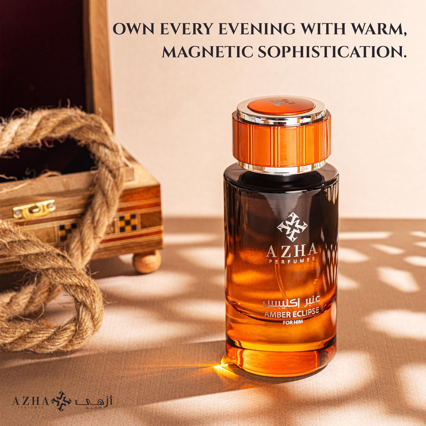 Azha Perfumes Essence Orbis Amber Eclipse Eau de Parfum for Men, 3.4 Fl Oz / 100 mL, Long Lasting Arabian Perfume Spray, Citrus Woody Amber Fragrance with Bergamot, Ginger, Osmanthus, Luxury Scent