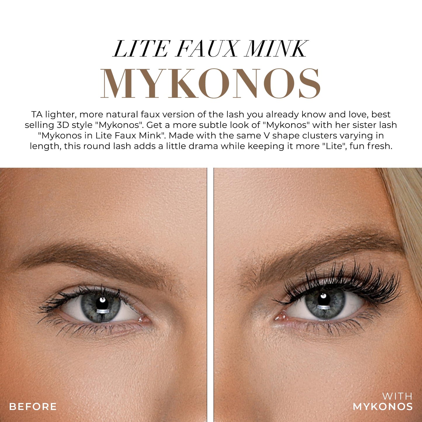 Lilly Lashes Mykonos Lite in Faux Mink, Strip Lashes, Natural Lashes, Reusable False Lashes Natural Look, Lash Strips with Luxury Silk Like Fibers, No Lash Glue Included