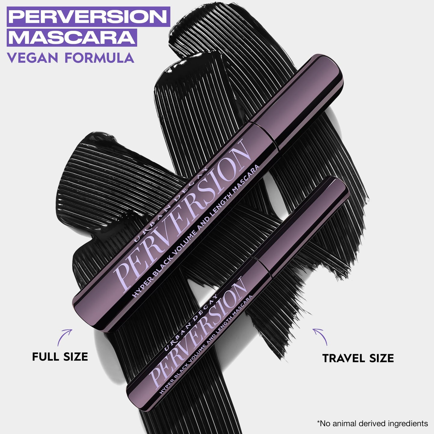 Urban Decay Perversion Volumizing Travel Mascara - Intense Black Lengthening Mascara, Smudge-Resistant, Flake-free, Buildable Lash Volume & Length, Curling & Separating, Vegan Formula - 0.34 fl oz