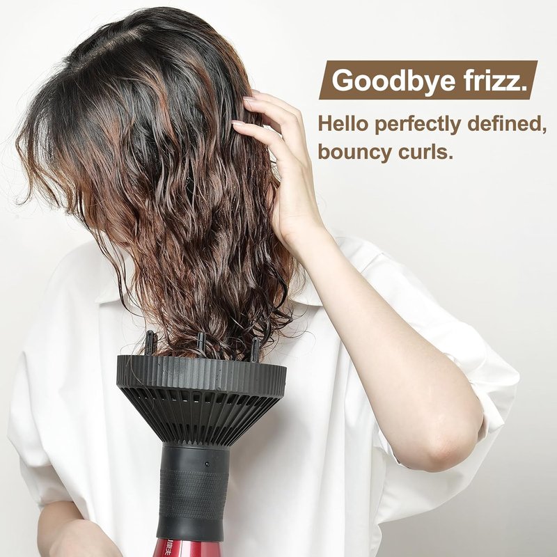 Hair Diffuser for Curly Hair - Professional Frizz-Free Blow Dry Attachment | 1.57"-2" Nozzle, Black