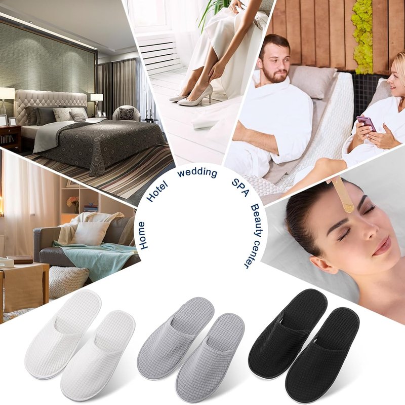 House Slippers for Guests - Non-Slip Disposable Travel Slippers | Washable, Reusable, Closed Toe for Weddings & Indoor Use