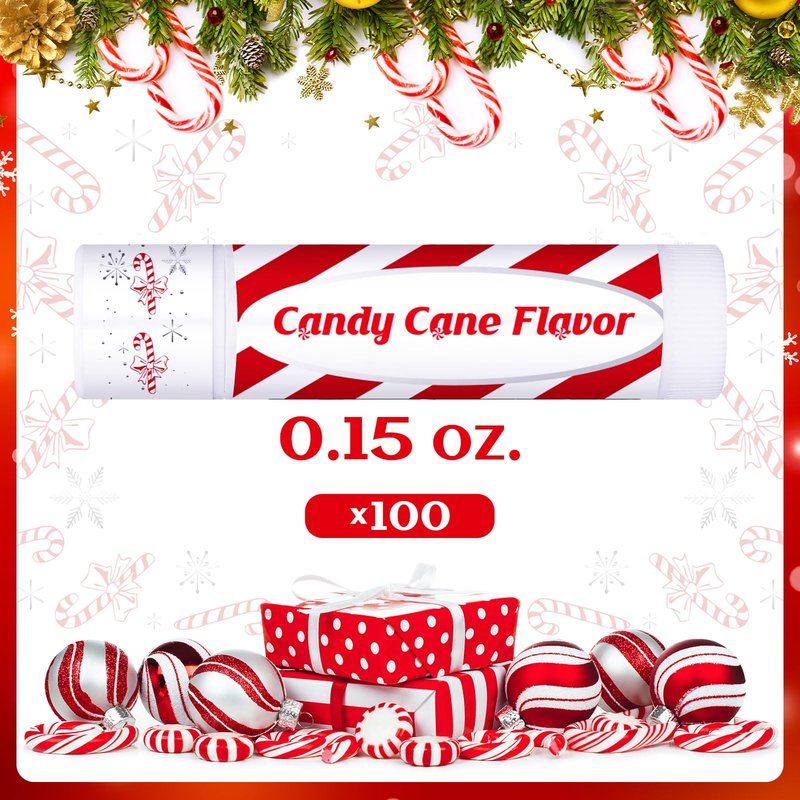 75 Pack Christmas Lip Balms Bulk Christmas Candy Peppermint Cane Scented Holiday Flavor Lip Balm Gifts Xmas Party Gifts Bulk Xmas Items Stocking Stuffers for Women Men Staff Employee (Candy)