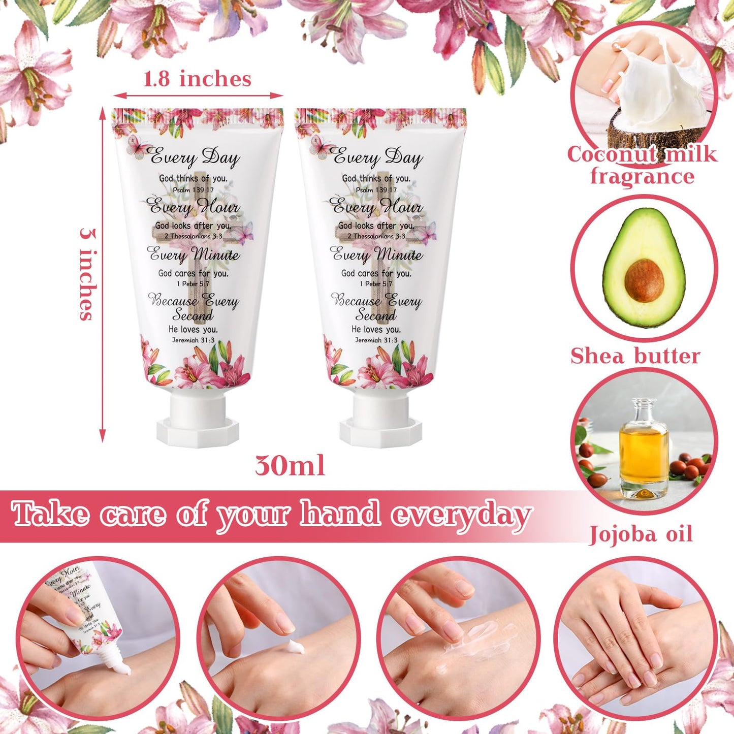 Heigble 50 Pack Christian Hand Lotion Bulk Gifts for Women Mother's Day Gifts Bible Mini Travel Hand Lotion for Women Church Appreciation(Fresh)