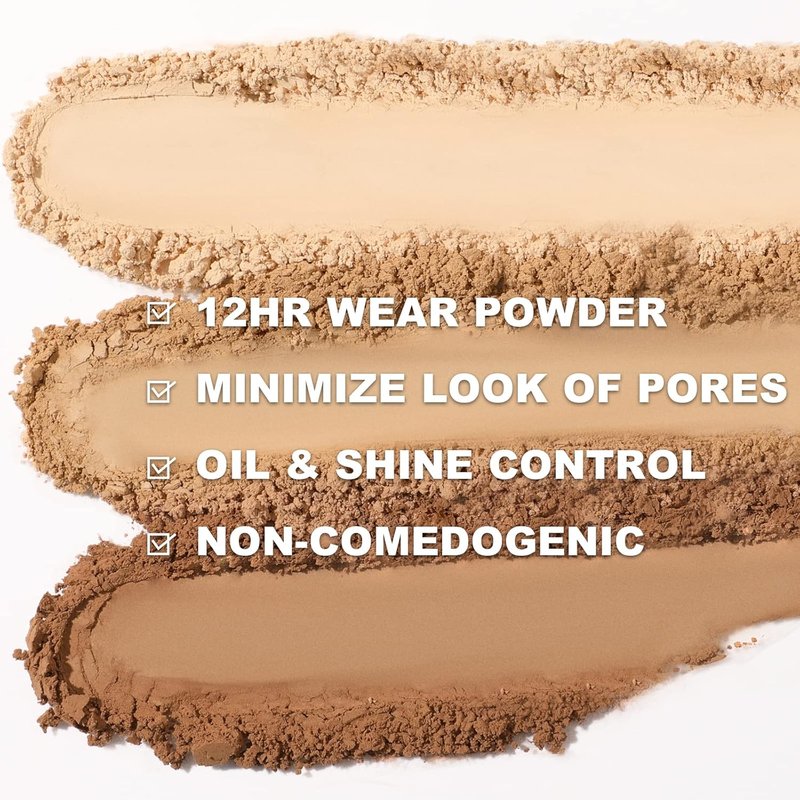 FOCALLURE Flawless Pressed Powder - Control Shine & Smooth Complexion | Long-Lasting Matte Finish, Wheat