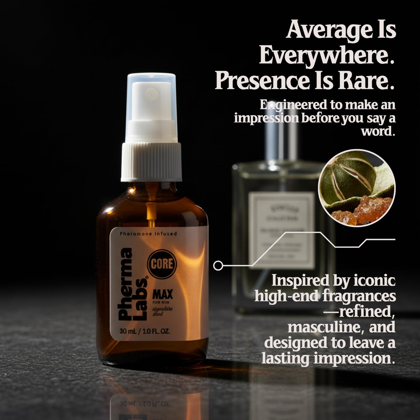 PHERMALABS MAX CORE Pheromone Cologne for Men – Long Lasting Fresh Aromatic Masculine Fragrance Spray – Confidence Boosting Attraction Scent – 1 Fl Oz (30ml)