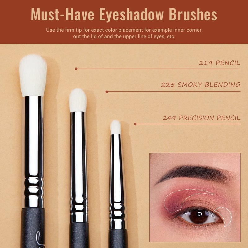 Jessup Eyeshadow Brush Set 11pcs Eye Makeup Brushes Set Professional Eye Shadow Brush Blending Brush Shader Crease Brush Black T340