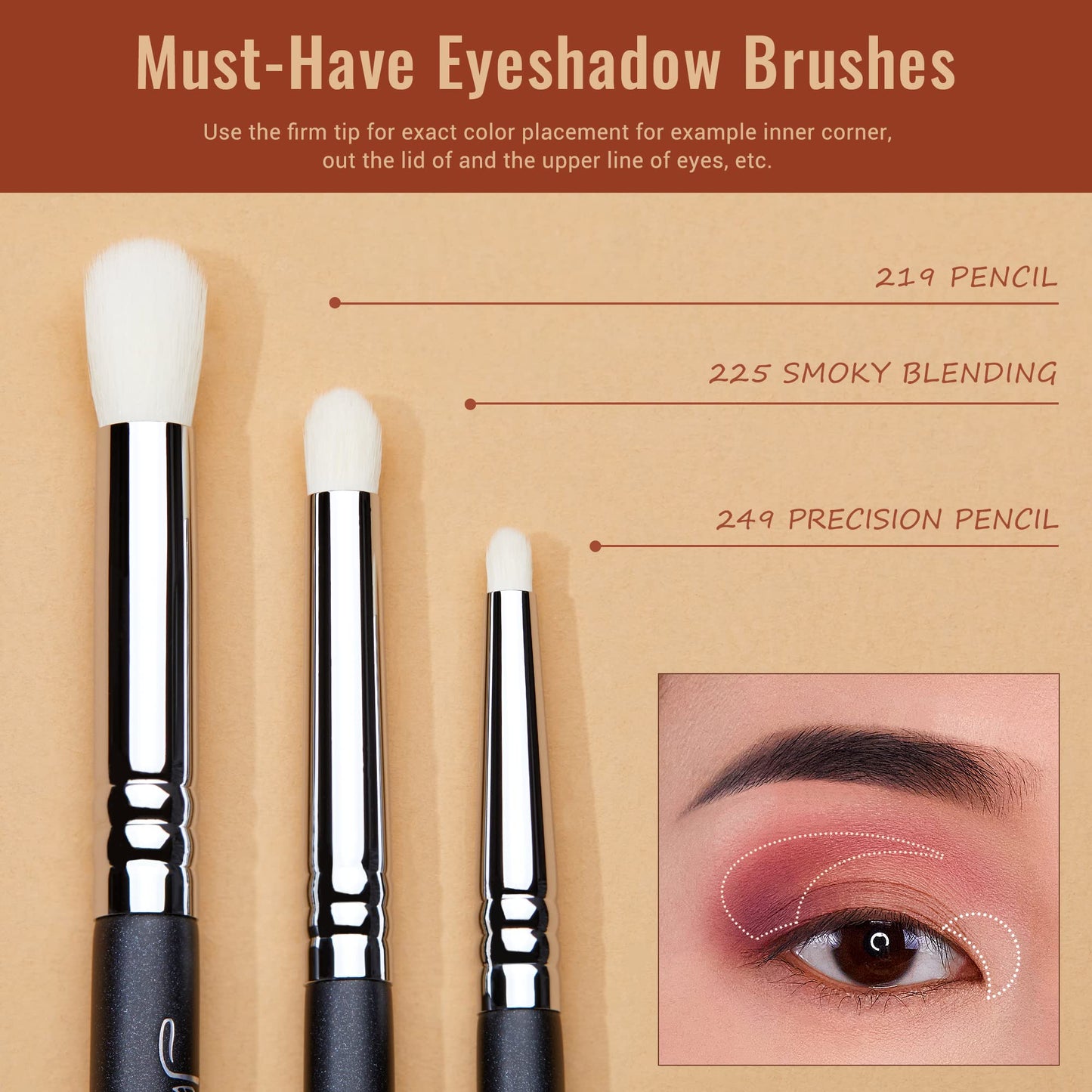 Jessup Eyeshadow Brush Set 11pcs Eye Makeup Brushes Set Professional Eye Shadow Brush Blending Brush Shader Crease Brush Black T340