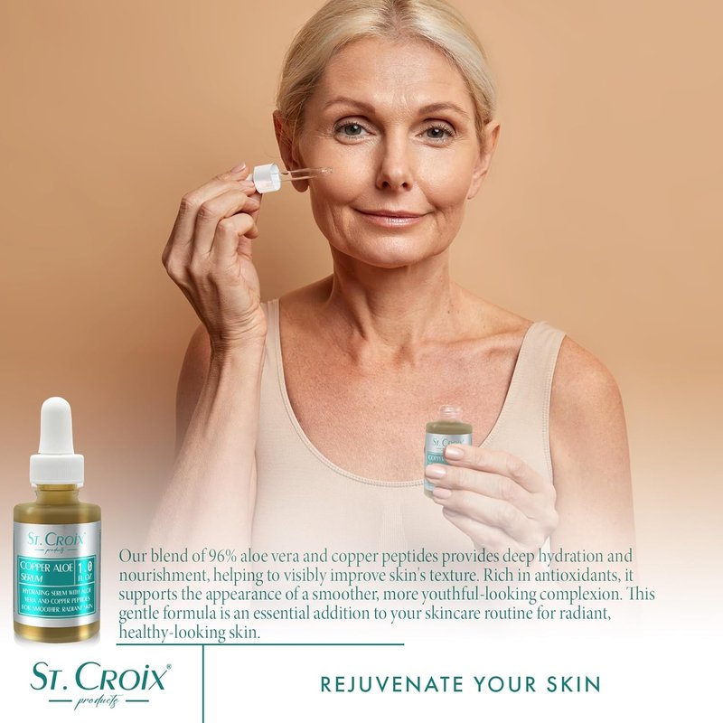 Copper Peptide & Aloe Serum - Hydrating & Firming Skin Treatment | 0.25% Copper & Pure Aloe Vera - 1 fl oz
