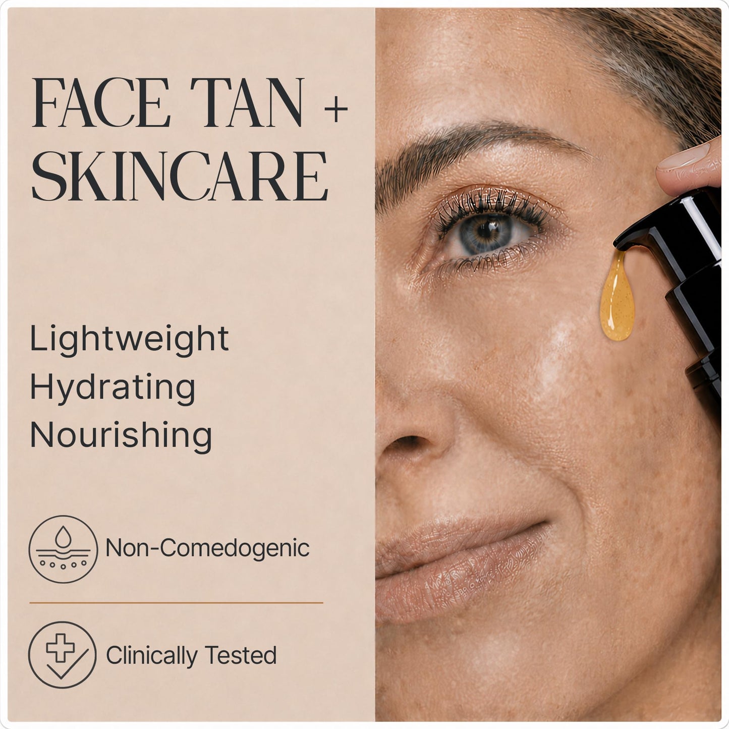 Face Tanner – Self Tan Serum w/Hyaluronic Acid, US Made with Certified Organic Ingredients, Streak-Free, No Orange, Natural Glow, Sensitive Skin Safe, Sunless Facial Tanner, Medium to Dark, 2.0 fl oz
