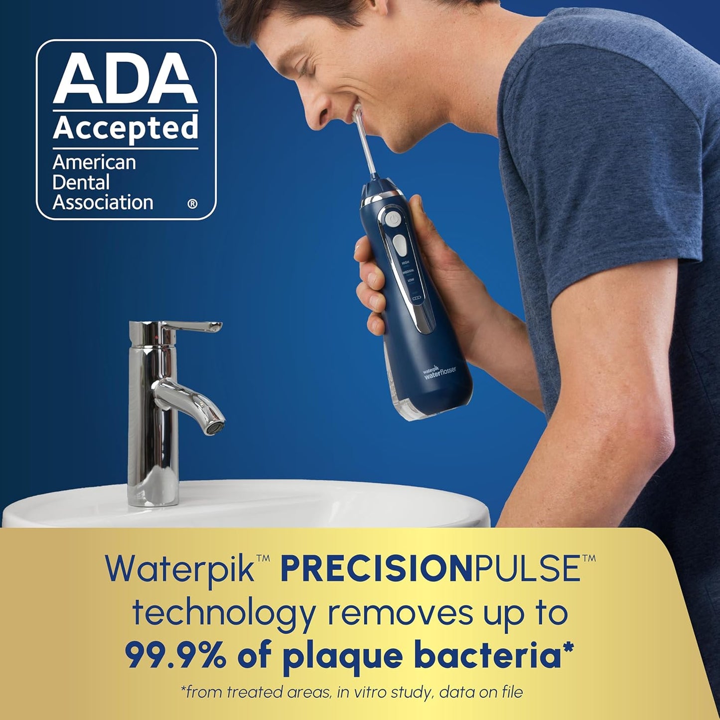 Waterpik Cordless Advanced 2.0 Water Flosser - Portable Dental Care for Teeth & Gums | Rechargeable, Waterproof, Blue WP-583