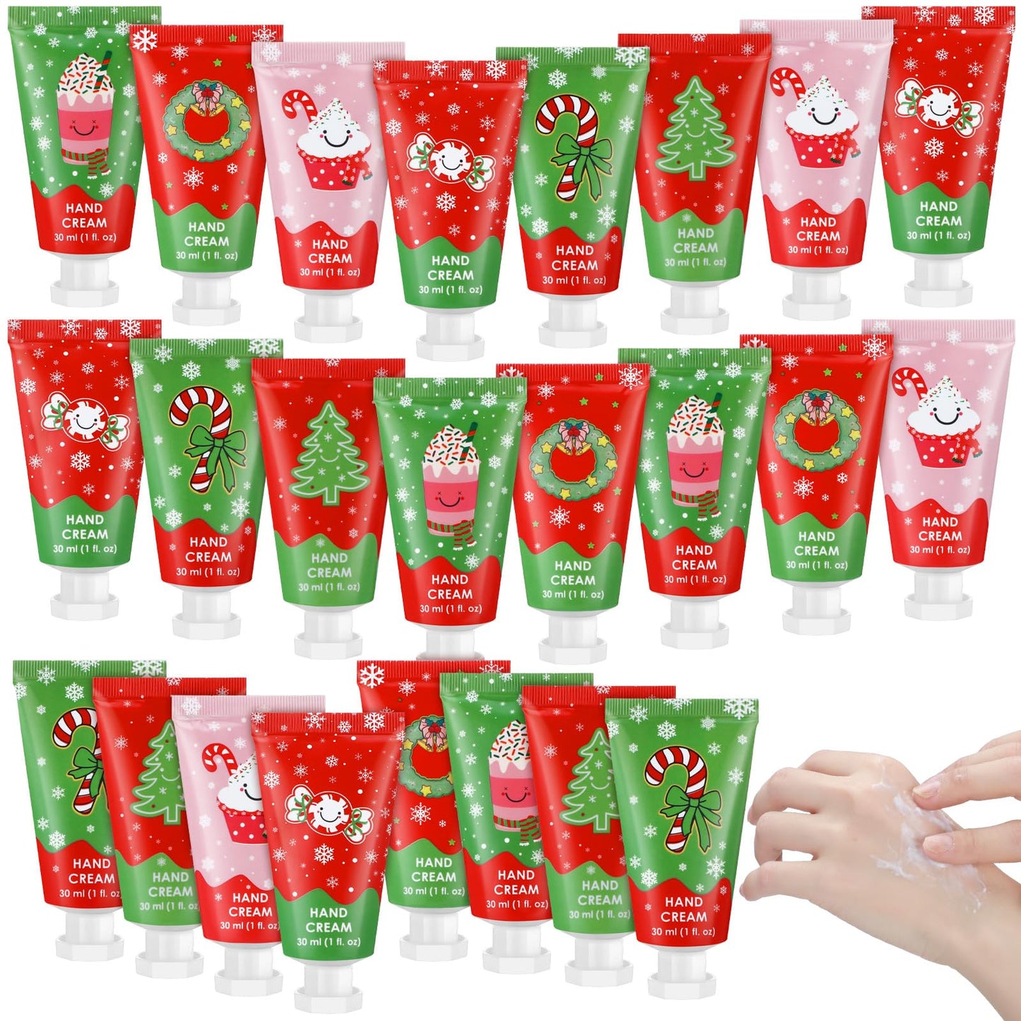 Loopeer 24 Pcs Christmas Hand Cream Gifts Bulk Christmas Mini Hand Lotion Xmas Stocking Stuffers Gifts Travel Size Mini Creams Moisturizer Cream Xmas Party Favors for Dry Skin Women Men Mom Employee