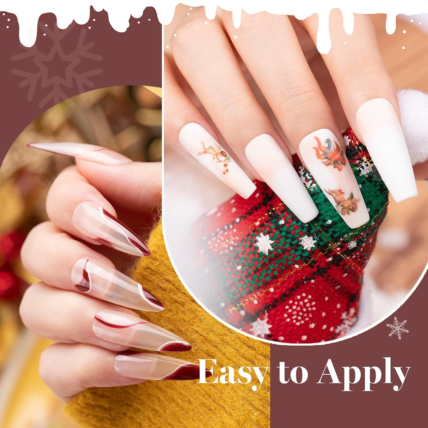 Beetles Holiday Gel Nail Polish Set - 6 Colors Burgundy Red Brown,Nail Tips and Glue Gel Nail Kit, 2 In 1 Nail Gel and Base Gel with 500Pcs Coffin Nails and Innovative UV LED Lamp