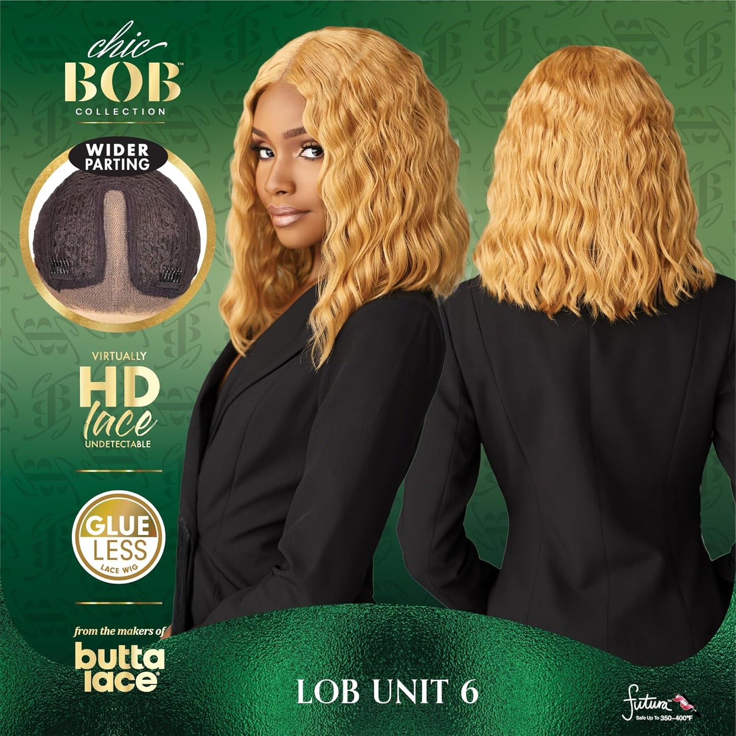 Chicbob Lace Front Wig - 6-Inch Deep Part Synthetic Glueless Lob Unit | Pre-Plucked Hairline in Deep Charcoal