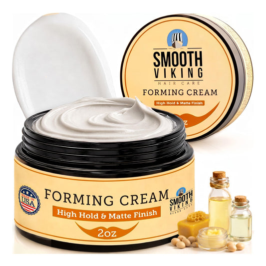 Smooth Viking Forming Cream - High Hold Styling Cream for Matte Finish, Men's Hair Products, Hair Paste for Short, Curly and Long Hair, Made in USA, 2oz
