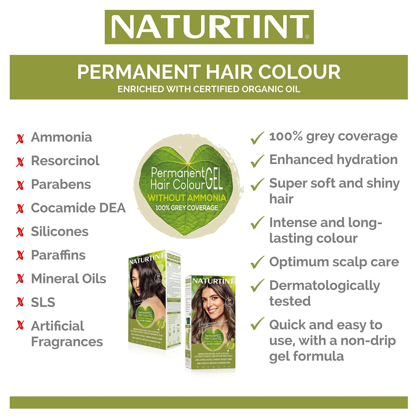 Naturtint 2N Brown Black Permanent Hair Color (Pack of 1), Ammonia Free, Vegan, Cruelty Free, up to 100% Gray Coverage, Long Lasting Results (Packaging may vary)