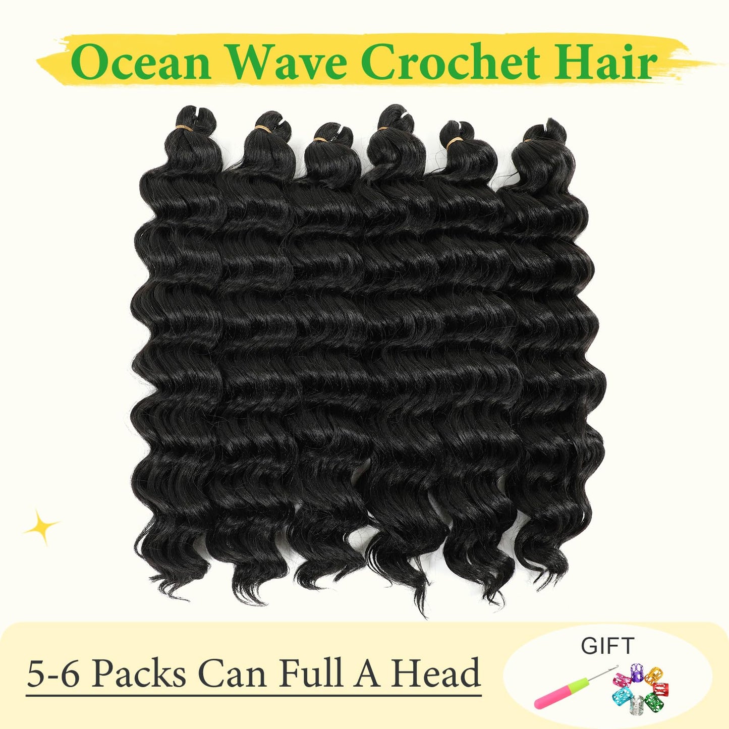Ocean Wave Crochet Hair 20inch Curly Braiding Hair for Black Women 7 packs Wet And Wavy Crochet Hair Water Wave Deep Twist Crochet Synthetic Hair 1B…