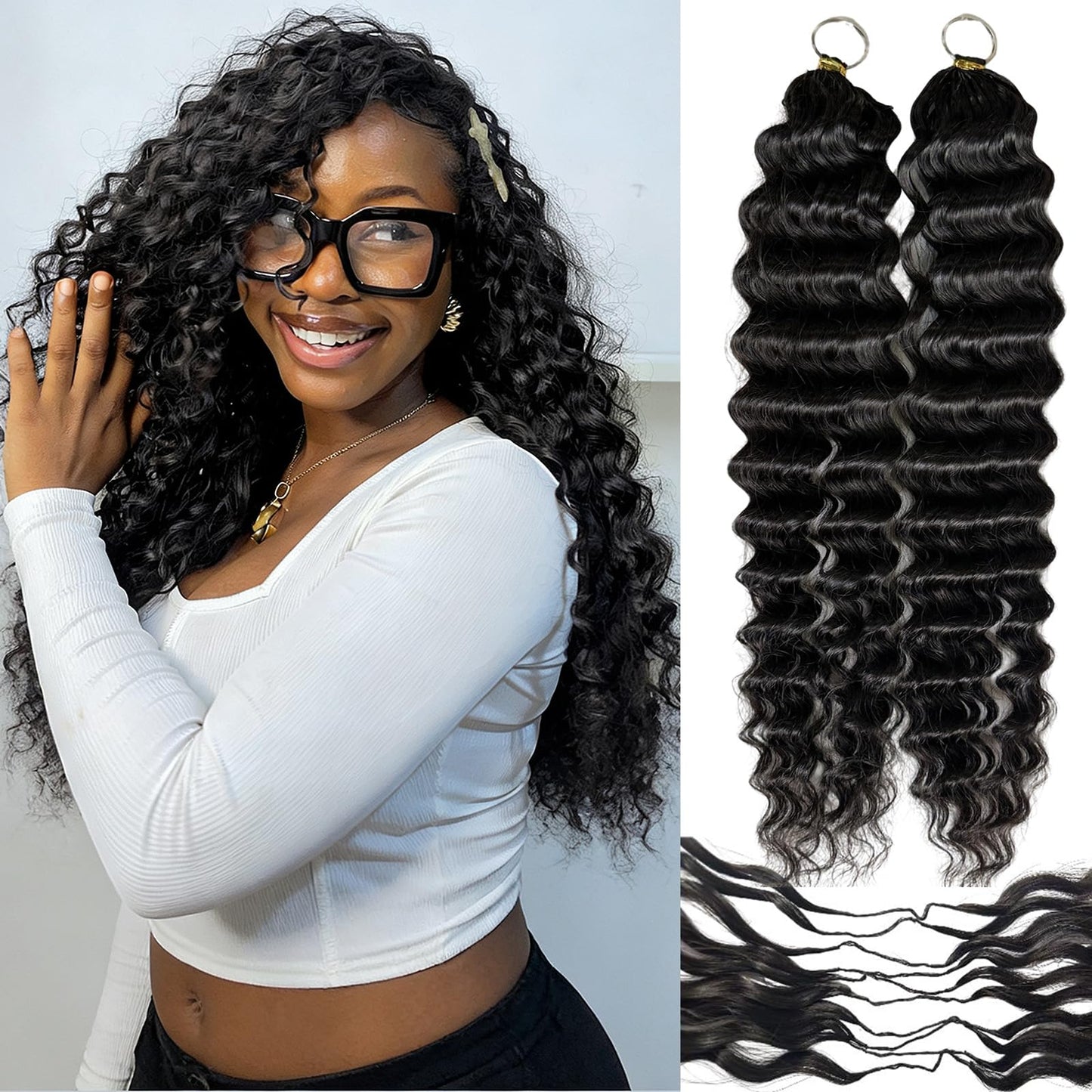 Curly Bulk Human Hair For Braiding Kinky Curly 100% Unprocessed Brazilian Virgin Human Hair Extensions Micro Braiding Human Hair 100g with 2 Bundles No Weft 20 inch