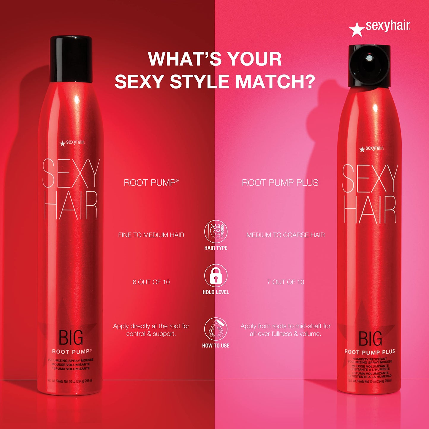 SexyHair Big Root Pump Volumizing Spray Mousse Travel Size, 1.6 Oz | Volume with Medium Hold | Up to 72 Hour Humidity Resistance