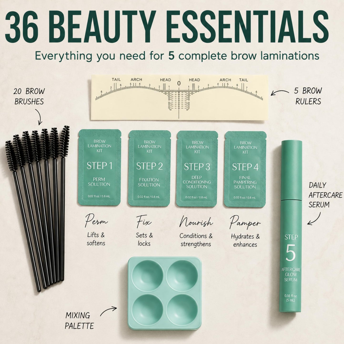 Brow Lamination Kit – 5 DIY Brow Lift Treatments, Up to 6 Weeks Results