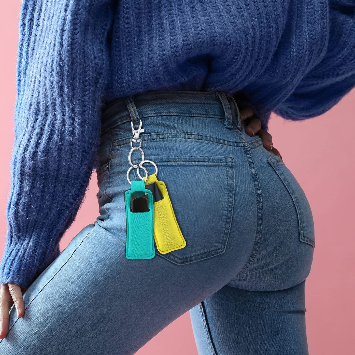 Tudomro 40 Pcs Lipstick Holder Keychain Lip Balm Sleeve Pouch with 40 Clip Portable Pocket Lip Balm Lipstick Keychain Colorful Gloss Tube Holder Gift for Women, 20 Colors