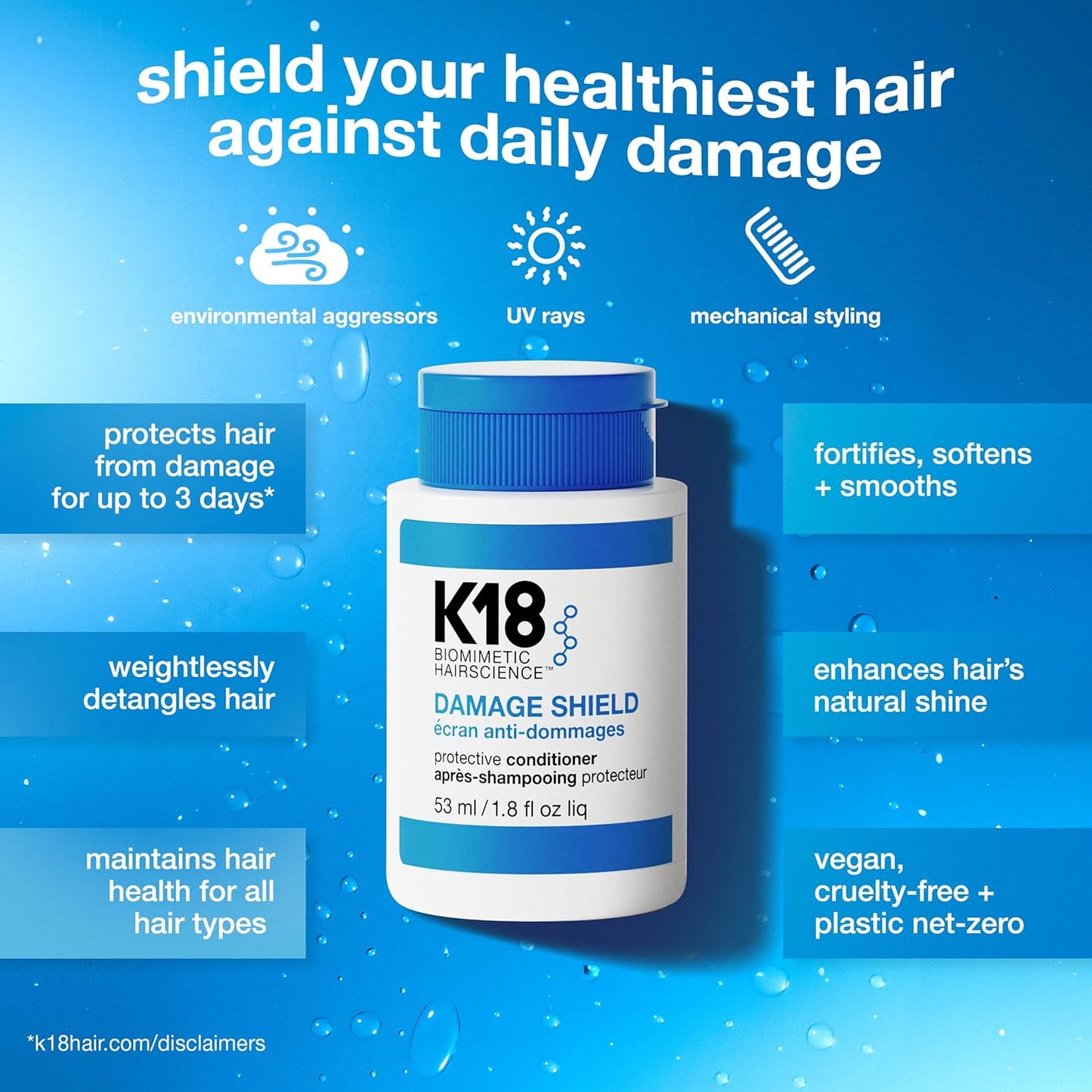 K18 Damage Shield Conditioner - Protects Hair from Daily Damage, Enhances Strength & Shine | 8.5 Fl Oz
