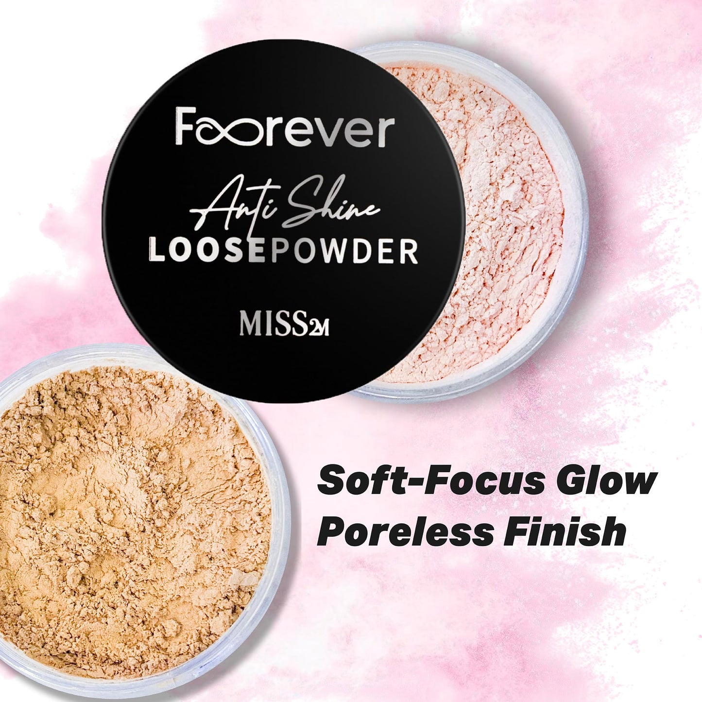 MISS2M Forever Matte & Blur Makeup Setting Powder with Anti-Shine Oil Control and Soft-Focus Skin Filter: 102 Sheer Mocha, 0.53 Oz