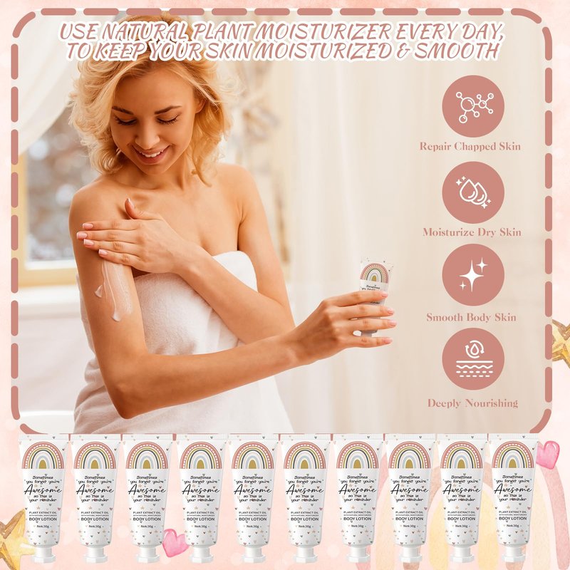Yaryang 24 Pcs Valentine's Day Employee Appreciation Gifts Bulk Travel Rainbow Body Lotion Inspirational Thank You Team Office Gift Mini Body Cream for Valentine's Day Women Coworker Staff