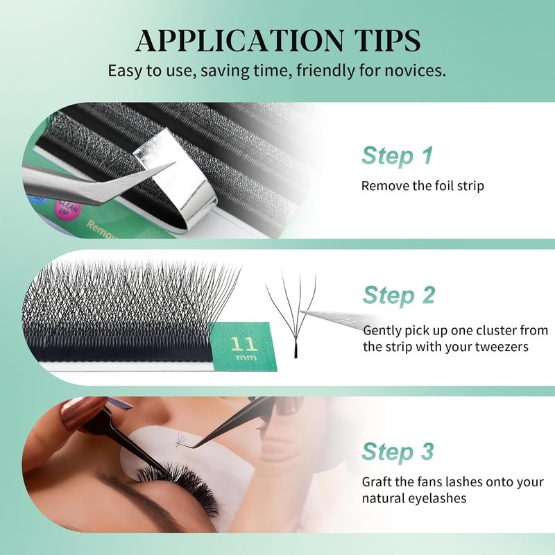 4D Eyelash Extensions - Russian Volume Premade Fans | Natural Soft Matte, 8-15mm Lengths
