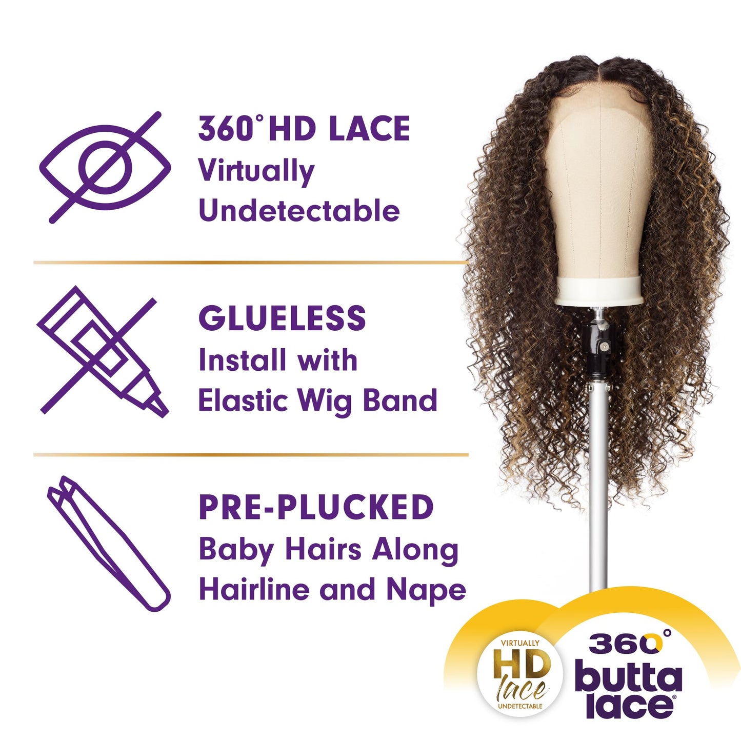 Sensationnel Butta 360 Lace Wigs - Unit 6 Wider Parting 360 Degree Lace Glueless Synthetic Preplucked Hairline (COPPERBROWN)