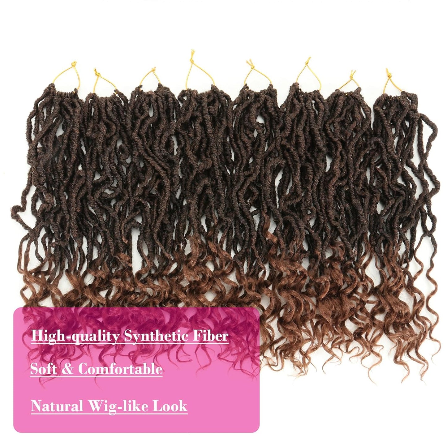 Goddess Locs Crochet Hair - 14 Inch Pre-Looped Boho Faux Locs | Soft Curly Ends for Black Women (1B/30)