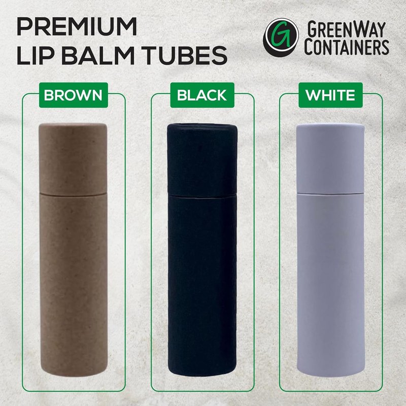 Kraft Paperboard Lip Balm Tubes - 50 Pack Refillable DIY Cosmetic Containers | 0.3oz Black