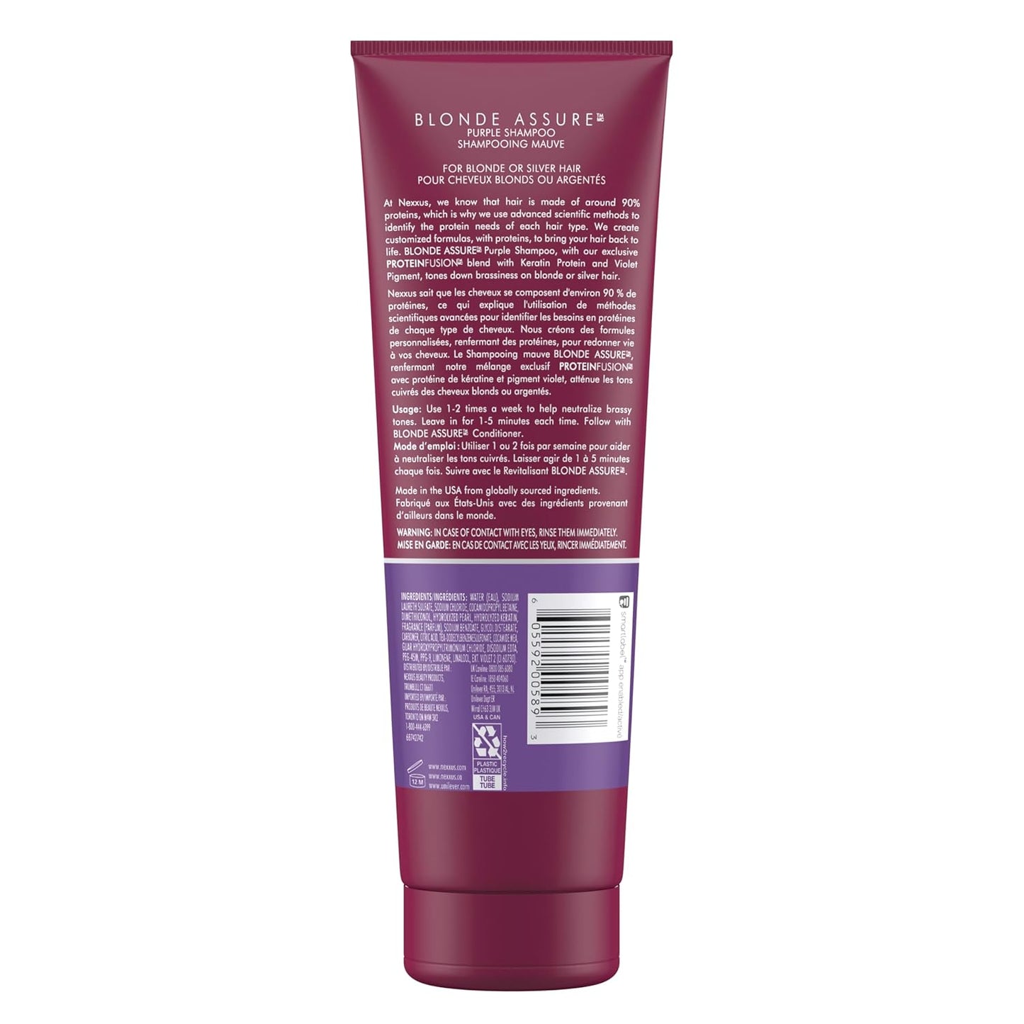 Nexxus Blonde Assure Purple Shampoo - Color Care for Blonde Hair | Keratin Infused, 8.5 oz