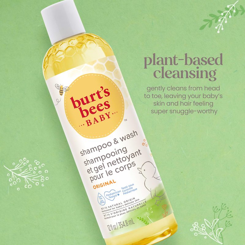 Burt's Bees Baby Shampoo and Body Wash Bundle, 2 Original and 1 Calming with Lavender Tear Free Baby Soap, 12 Fl Oz, 3 Count
