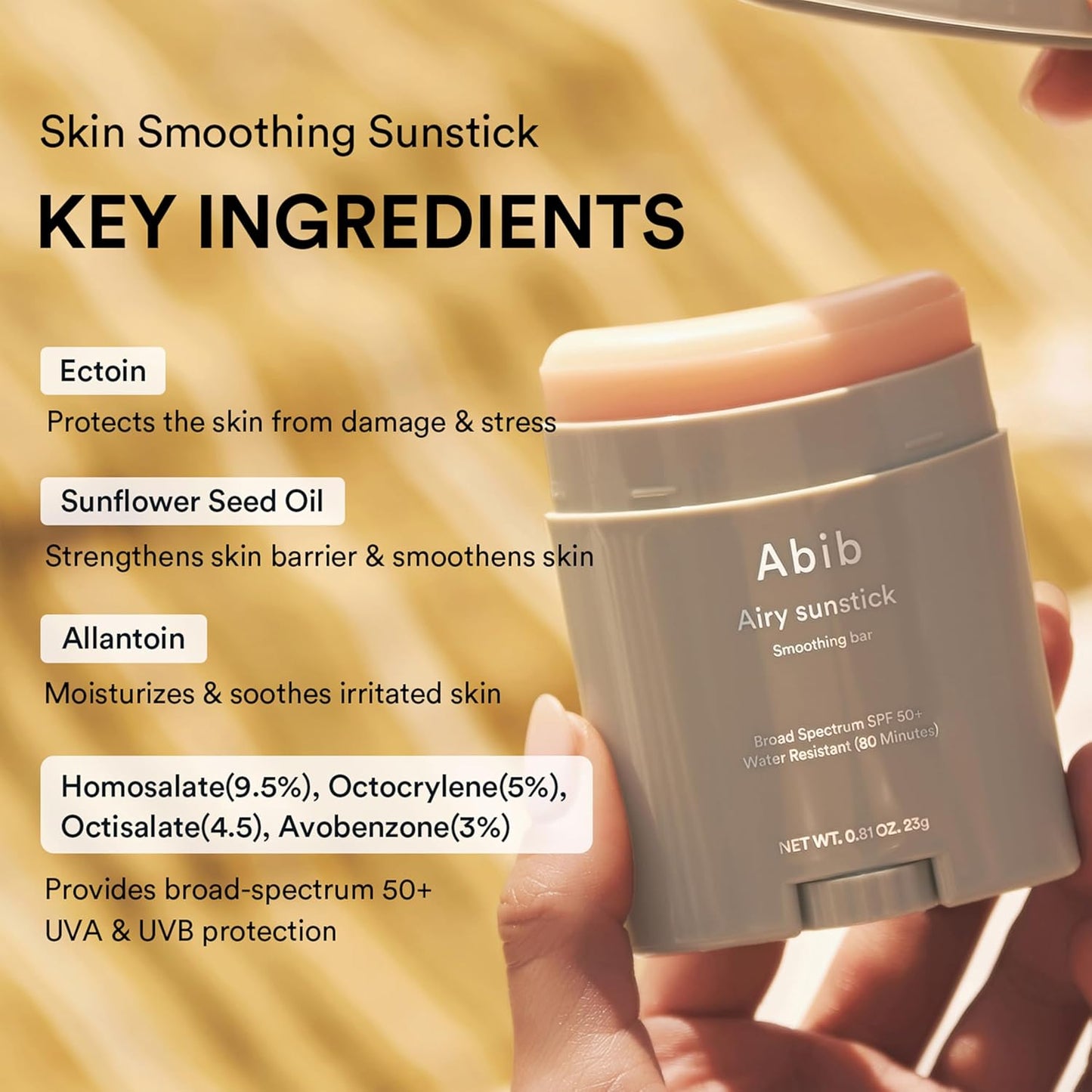 Abib Airy Sunstick SPF50+ | Broad Spectrum Sunscreen Stick for Oily & Combination Skin, Water-Resistant, 0.81 oz