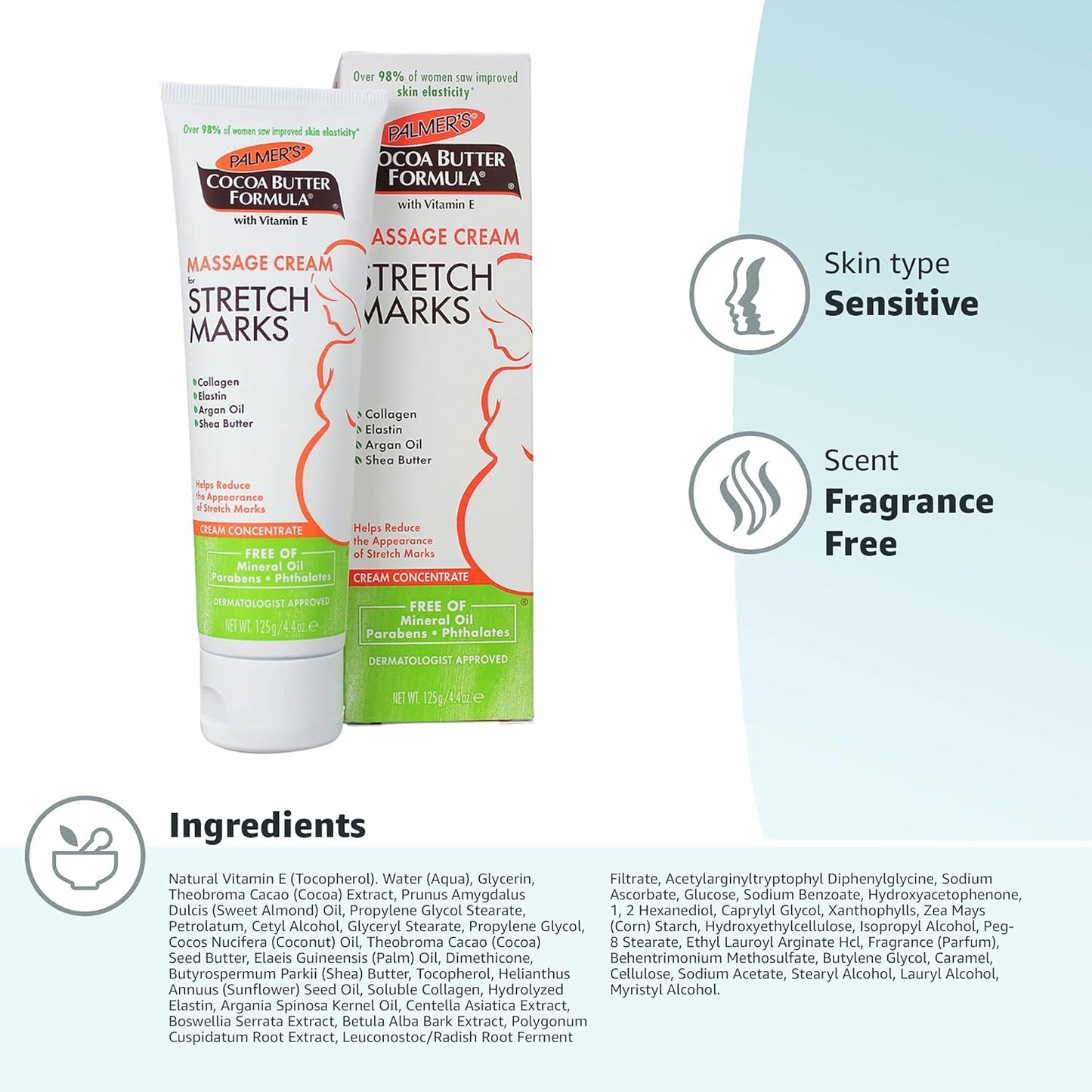 Palmer's Cocoa Butter Formula Massage Cream - Stretch Marks & Pregnancy Skin Care | 4.4 Oz (Pack of 2)