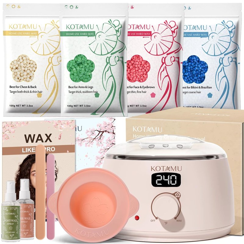 KOTAMU Waxing Kit - Digital Wax Warmer for Hair Removal | Silicone Pot, Ideal for Face, Eyebrow, Arms, Legs & Sensitive Skin