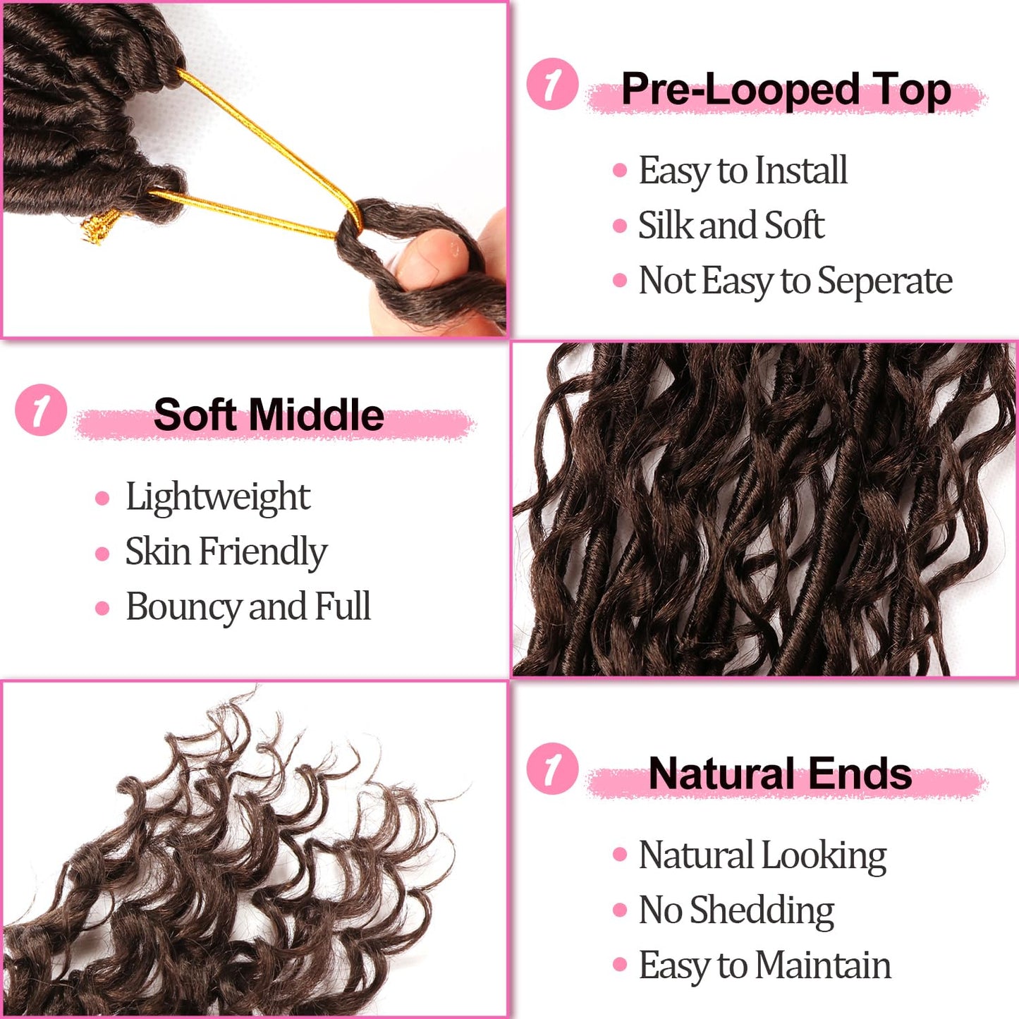 Soft Boho Locs Crochet Hair-30Inch 8Packs Goddess Faux Locs for Black Women(#4, 30 Inch(Pack of 8))