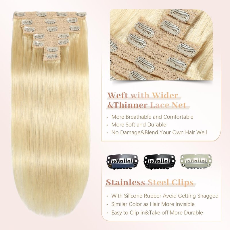 Sisily Clip in Hair Extensions Real Human Hair,20 inch 70g, Natural Straight Human Hair Clip in Extensions for Black Woman, Soft Straight 7pcs Per Set with 16 Clips Double Weft