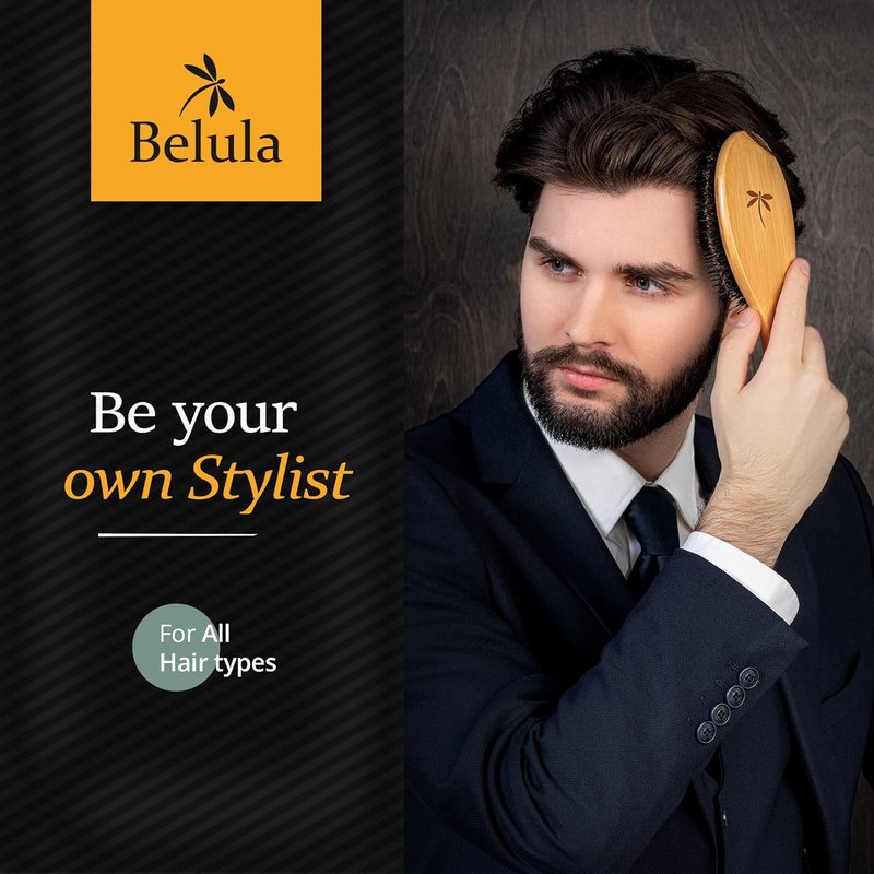 Men's Hair Grooming Set - Boar Bristle & Nylon Pin Brushes, Wooden Comb, Travel Bag | Perfect for Styling