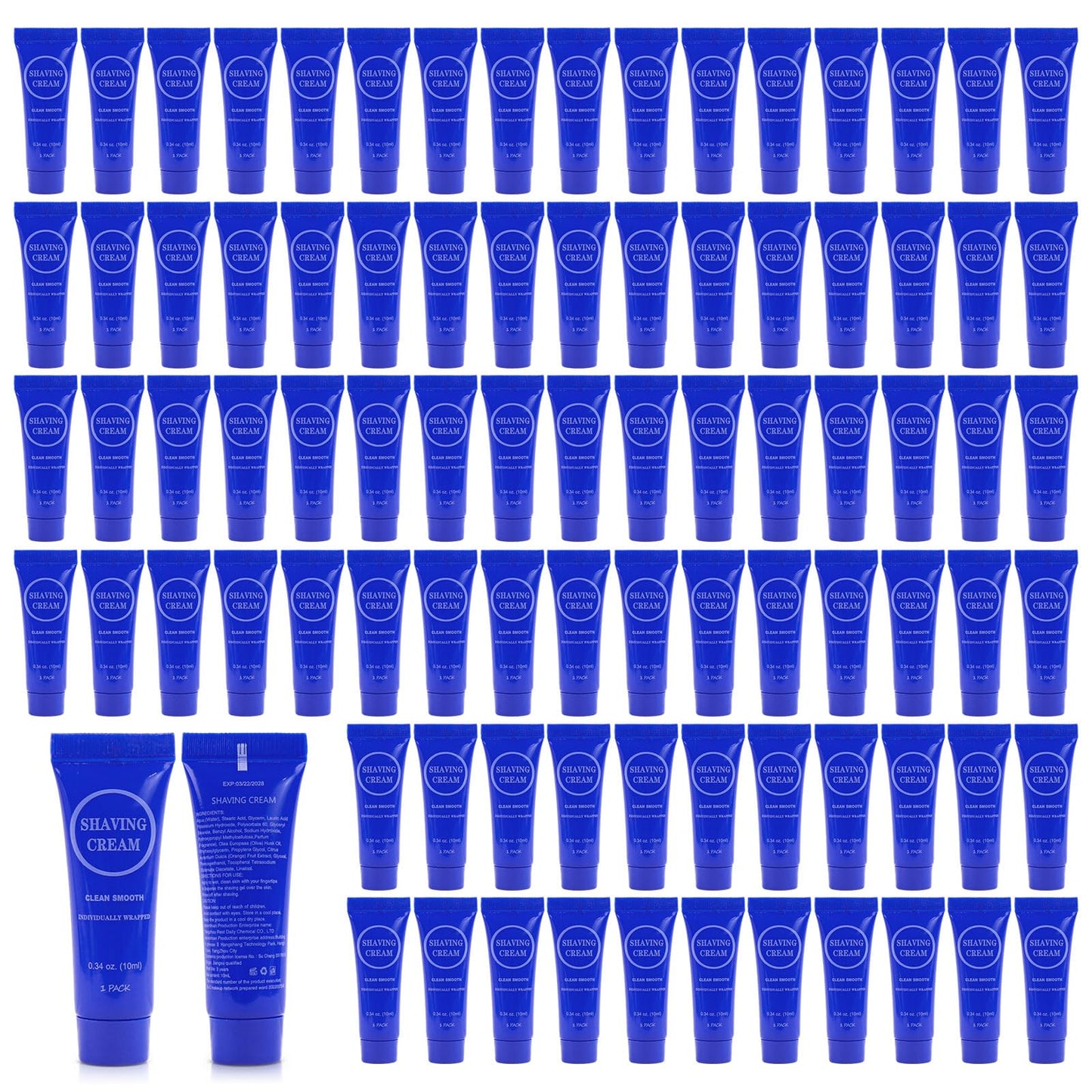 Disposable Shaving Cream for Men, Small Bottle Individually Wrapped Mini Shave Cream in Bulk, Travel Size Toiletries Amenities Vacation for Hotel, Shelter/Homeless/Nursing/Charity 0.34oz (Pack of 100)